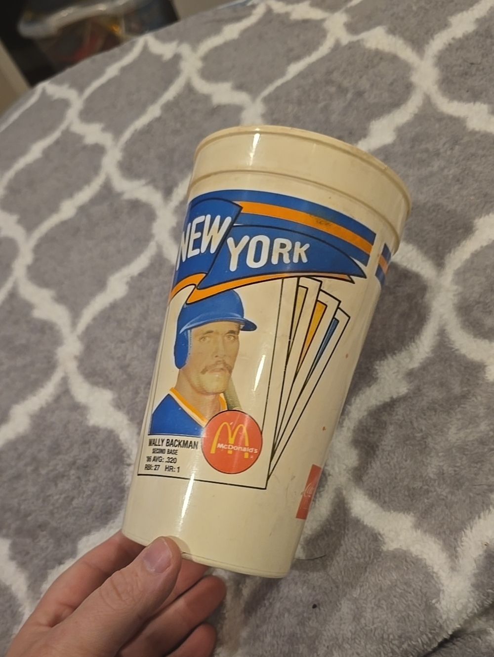 Vintage McDonalds 1986 NY Mets World Series Cup Len Dykstra Wally Backman